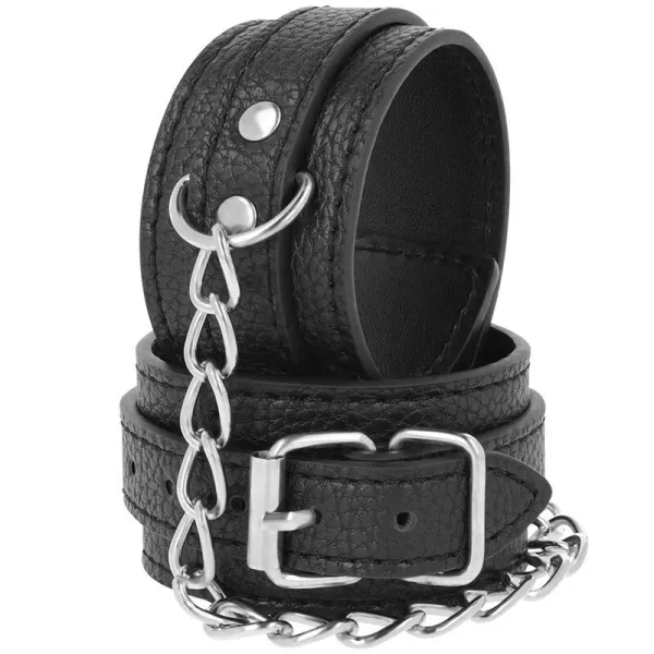 Handschellen aus Schwarzem Strukturiertem Leder von Darkness Bondage | Fesselliebe.de
