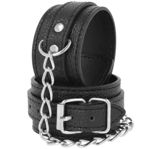 Handschellen aus Schwarzem Strukturiertem Leder von Darkness Bondage