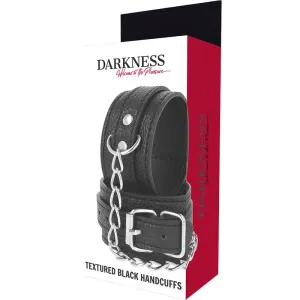 Handschellen aus Schwarzem Strukturiertem Leder von Darkness Bondage