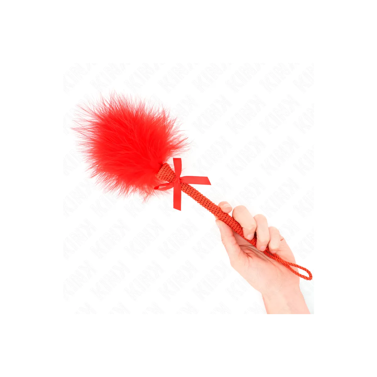 Nylonseilstab mit Kissenfedern und Roter Schleife 25 cm von Kink Impact & Touch | Fesselliebe.de