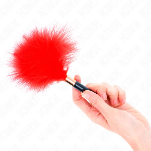 Rot-Gold Metall Kitzelfedern 18 cm von Kink Impact & Touch | Fesselliebe.de