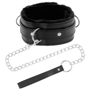 Bequeme Halskette mit Lederkette von Darkness Bondage