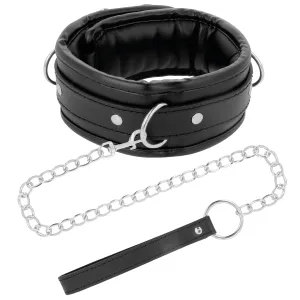 Weiche Leder-Halskette mit Kette von Darkness Bondage