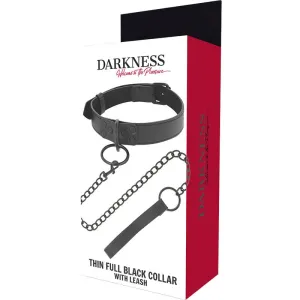 Schwarze Halskette mit Kette von Darkness Bondage