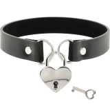Vegane Leder-Halskette mit Herz-Accessoire mit Schlüssel von Coquette Accessories | Fesselliebe.de