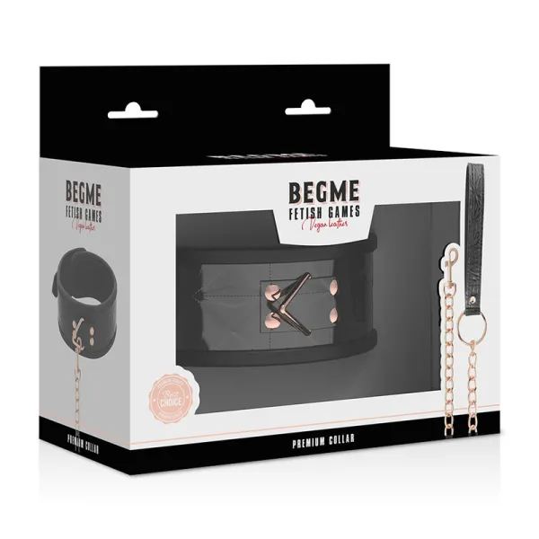 Premium Veganer Lederhalsband von Begme Black Edition | Fesselliebe.de