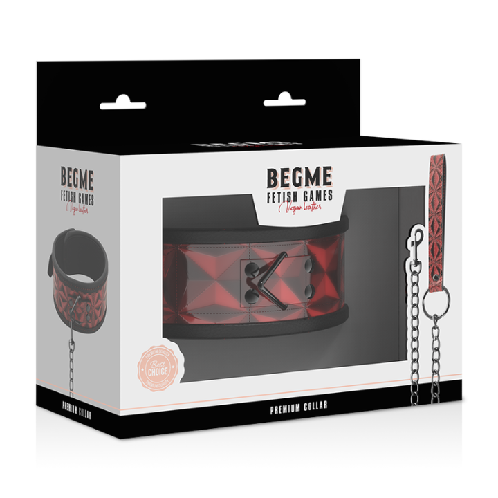 Premium Veganes Lederhalsband mit Neoprenfutter von Begme Red Edition | Fesselliebe.de