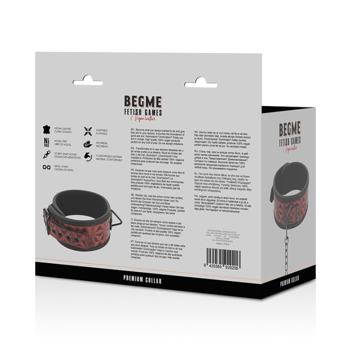 Premium Veganes Lederhalsband mit Neoprenfutter von Begme Red Edition | Fesselliebe.de