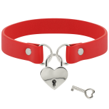 Rote Halskette aus Veganem Leder mit Herz-Accessoire mit Schlüssel von Coquette Accessories | Fesselliebe.de