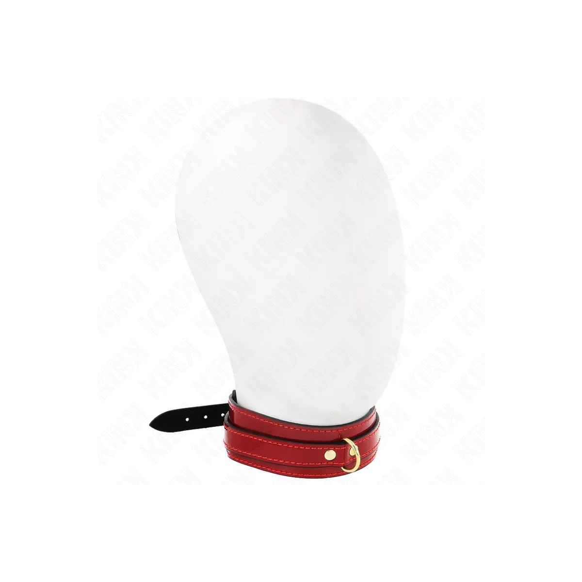 Weinrote Verstellbare Halskette mit Goldenen Details 29-42,5 cm X 4 cm von Kink Collar & Gag | Fesselliebe.de