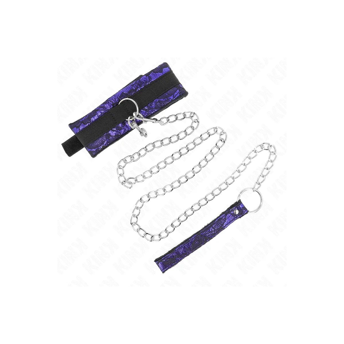 Kurze Halskette aus Samtspitze mit Gürtel 105 cm mit Nylonbesatz 44 X 5,5 cm von Kink Collar & Gag | Fesselliebe.de