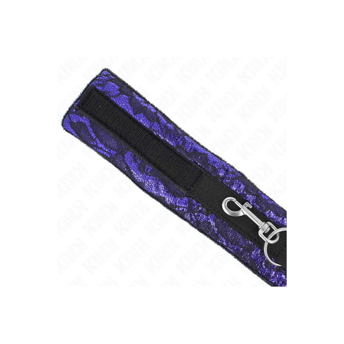 Kurze Halskette aus Samtspitze mit Gürtel 105 cm mit Nylonbesatz 44 X 5,5 cm von Kink Collar & Gag | Fesselliebe.de