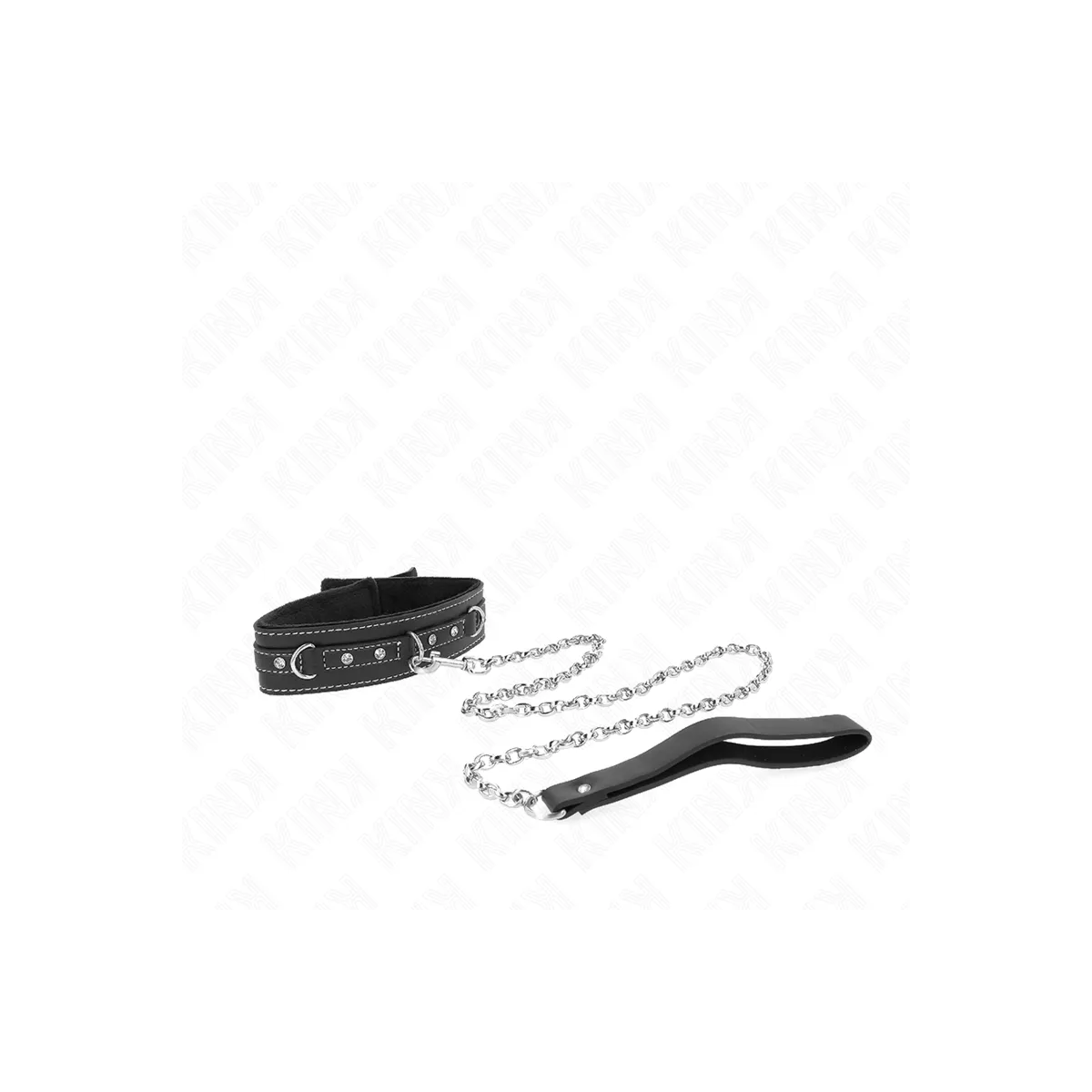Pvc Leder Halskette mit Gürtel 105 cm Strass Niete 41,5 X 4 cm von Kink Collar & Gag | Fesselliebe.de