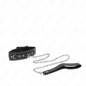 Pvc Leder Halskette mit Gürtel 105 cm Strass Niete 41,5 X 4 cm von Kink Collar & Gag