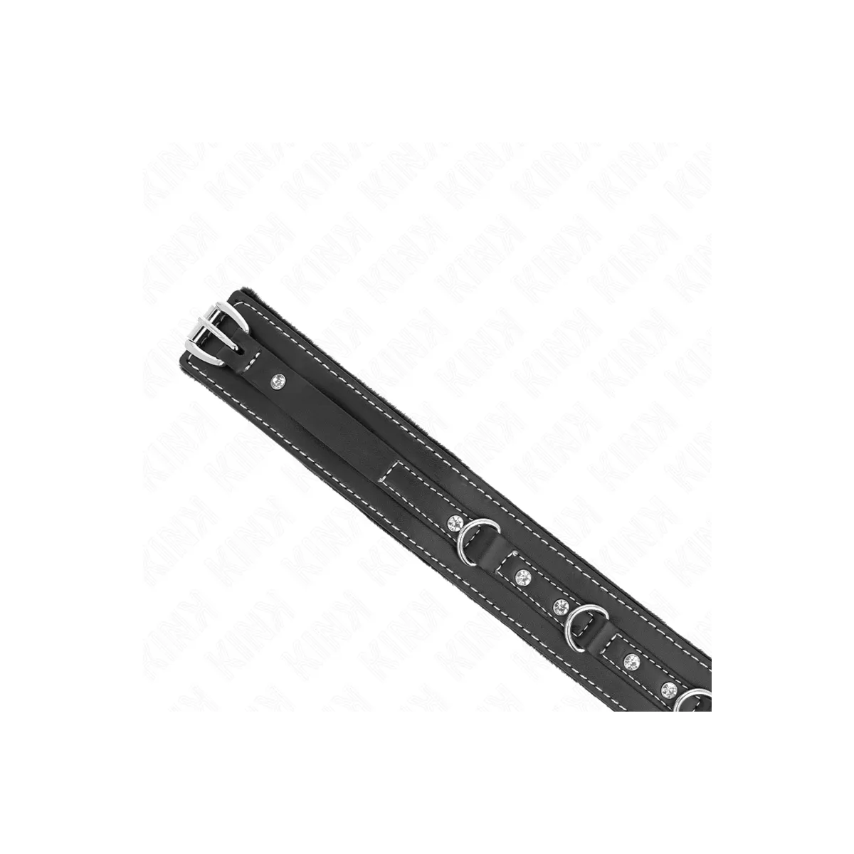 Pvc Leder Halskette mit Gürtel 105 cm Strass Niete 41,5 X 4 cm von Kink Collar & Gag | Fesselliebe.de