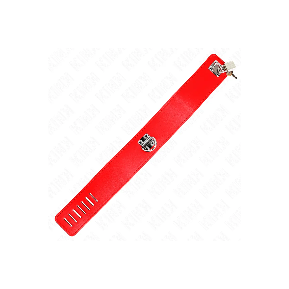Halskette mit Gürtel 65 cm mit Breitem Roten Band Verstellbar 33,5-41 cm X 5 cm von Kink Collar & Gag | Fesselliebe.de