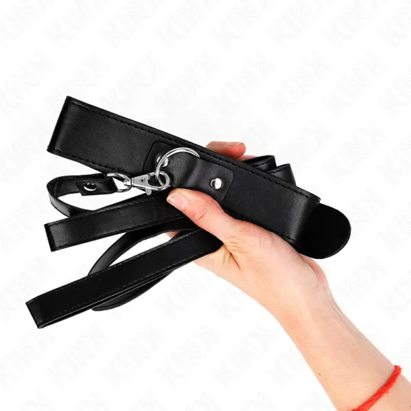 Halskette mit Gürtel 116 cm Schwarz Gurt Verstellbar 32-50 cm X 8 cm von Kink Collar & Gag | Fesselliebe.de