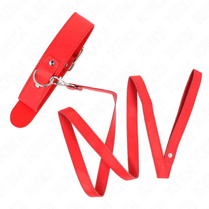 Halskette mit Gürtel 116 cm Rojo Gurt Verstellbar 32-50 cm X 8 cm von Kink Collar & Gag | Fesselliebe.de