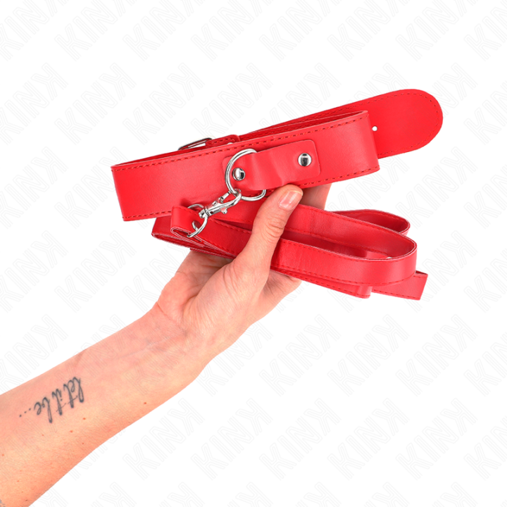 Halskette mit Gürtel 116 cm Rojo Gurt Verstellbar 32-50 cm X 8 cm von Kink Collar & Gag | Fesselliebe.de