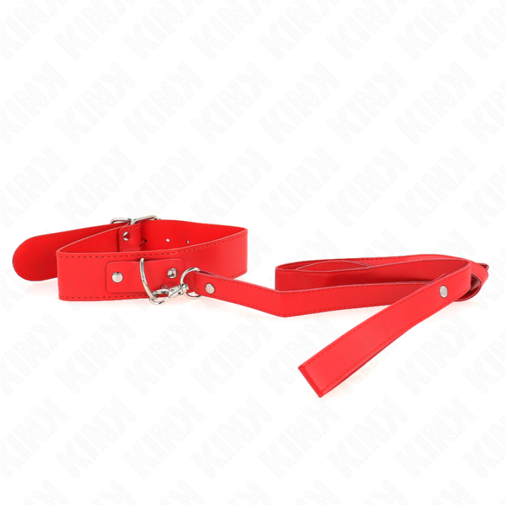 Halskette mit Gürtel 116 cm Rojo Gurt Verstellbar 32-50 cm X 8 cm von Kink Collar & Gag | Fesselliebe.de