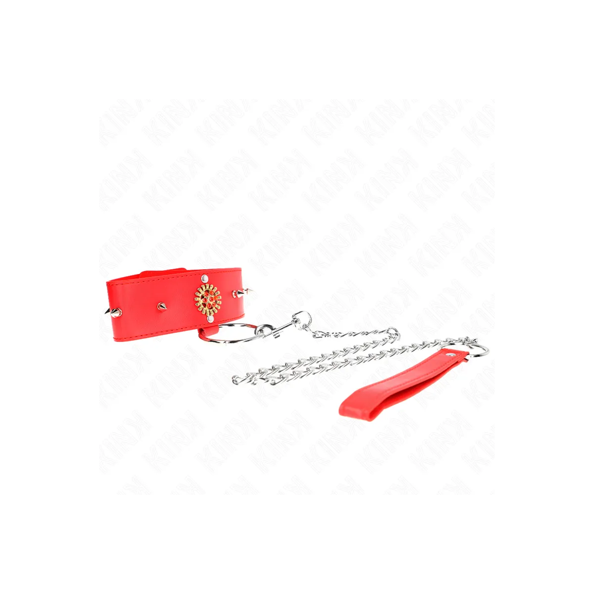Rote Diamantkette mit Gürtel 65 cm Verstellbar 35-51 cm X 7 cm von Kink Collar & Gag | Fesselliebe.de