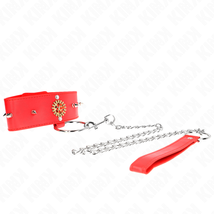 Rote Diamantkette mit Gürtel 65 cm Verstellbar 35-51 cm X 7 cm von Kink Collar & Gag | Fesselliebe.de