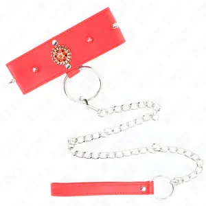 Rote Diamantkette mit Gürtel 65 cm Verstellbar 35-51 cm X 7 cm von Kink Collar & Gag