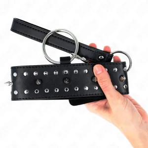 Halskette mit Leine 65 cm mit Silbernen Nieten Modell 1 Verstellbar 36-43 cm X 5 cm von Kink Collar & Gag