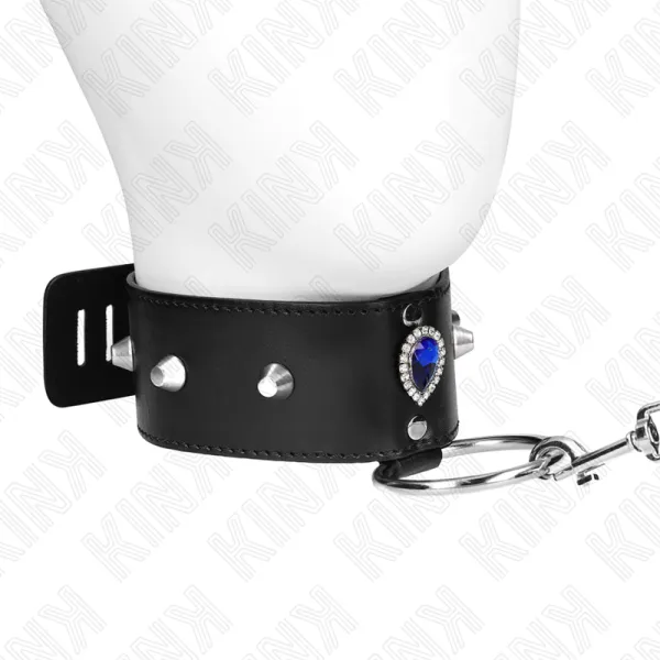 Halskette 65 cm mit Band mit Blauen Diamanten Verstellbar 36-43 cm X 5 cm von Kink Collar & Gag | Fesselliebe.de