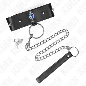 Halskette 65 cm mit Band mit Blauen Diamanten Verstellbar 36-43 cm X 5 cm von Kink Collar & Gag