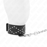 Halskette 65 cm mit Leine mit Silbernen Nieten Modell 3 Verstellbar 36-43 cm X 5 cm von Kink Collar & Gag | Fesselliebe.de