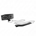 Halskette 65 cm mit Leine mit Silbernen Nieten Modell 3 Verstellbar 36-43 cm X 5 cm von Kink Collar & Gag