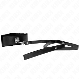 Halskette mit Leine 116 cm mit Silbernen Nieten Modell 4 Schwarz Verstellbar 40-48 cm X 6 cm von Kink Collar & Gag | Fesselliebe.de