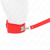 Halskette mit Leine 116 cm mit Silbernen Nieten Modell 4 Rot Verstellbar 40-48 cm X 6 cm von Kink Collar & Gag | Fesselliebe.de
