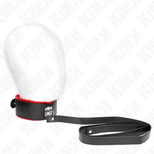 Halskette mit Gürtel 116 cm mit Rotem Lederband Verstellbar 40-48 cm X 6 cm von Kink Collar & Gag | Fesselliebe.de