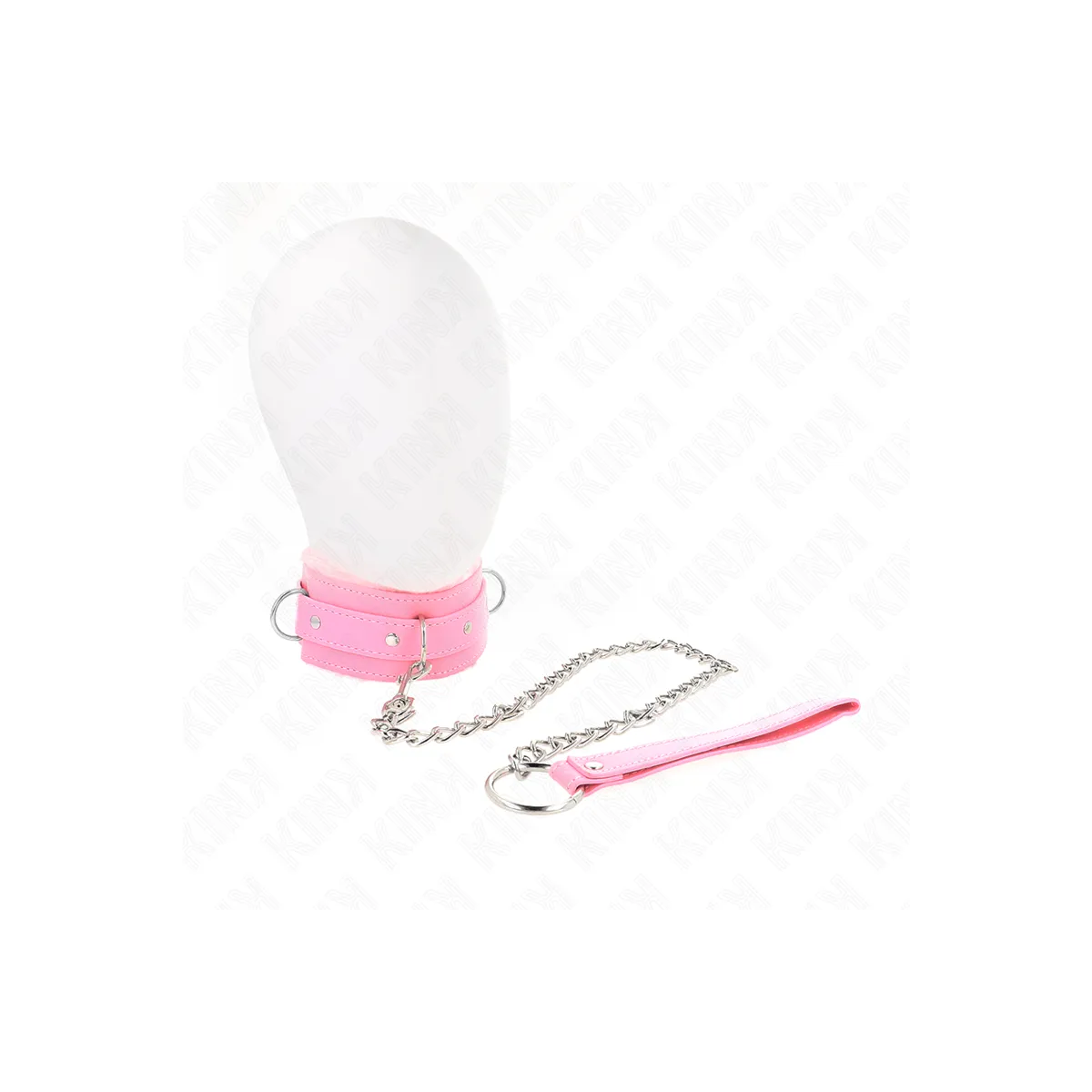 Halsband mit Leine 65 cm mit Einschränkungen Rosa 36-42 cm X 5,5 cm von Kink Collar & Gag | Fesselliebe.de