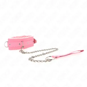 Halsband mit Leine 65 cm mit Einschränkungen Rosa 36-42 cm X 5,5 cm von Kink Collar & Gag