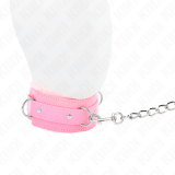 Halsband mit Leine 65 cm mit Einschränkungen Rosa 36-42 cm X 5,5 cm von Kink Collar & Gag | Fesselliebe.de
