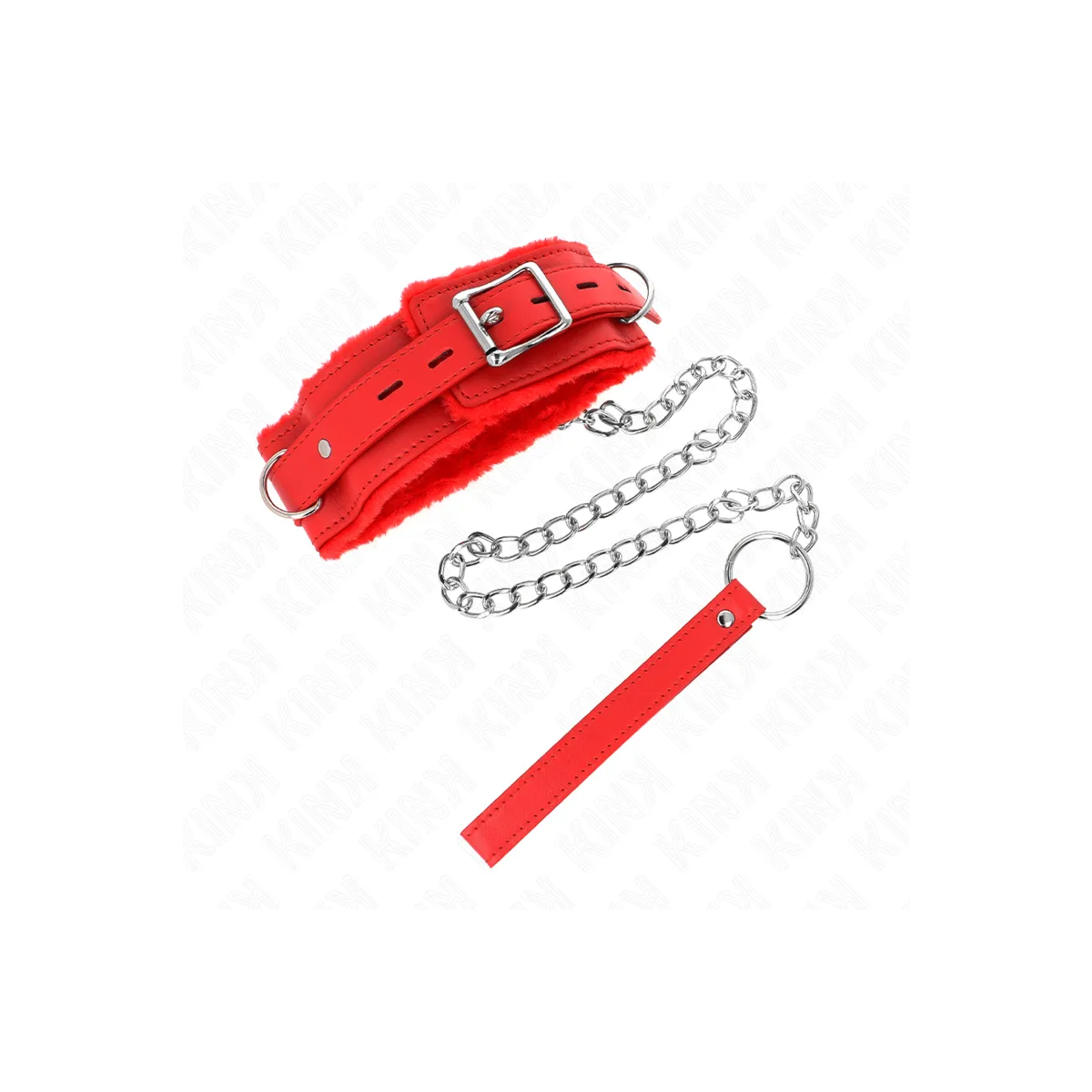 Halsband mit Leine 65 cm mit Einschränkungen Rot 36-42 cm X 5,5 cm von Kink Collar & Gag | Fesselliebe.de