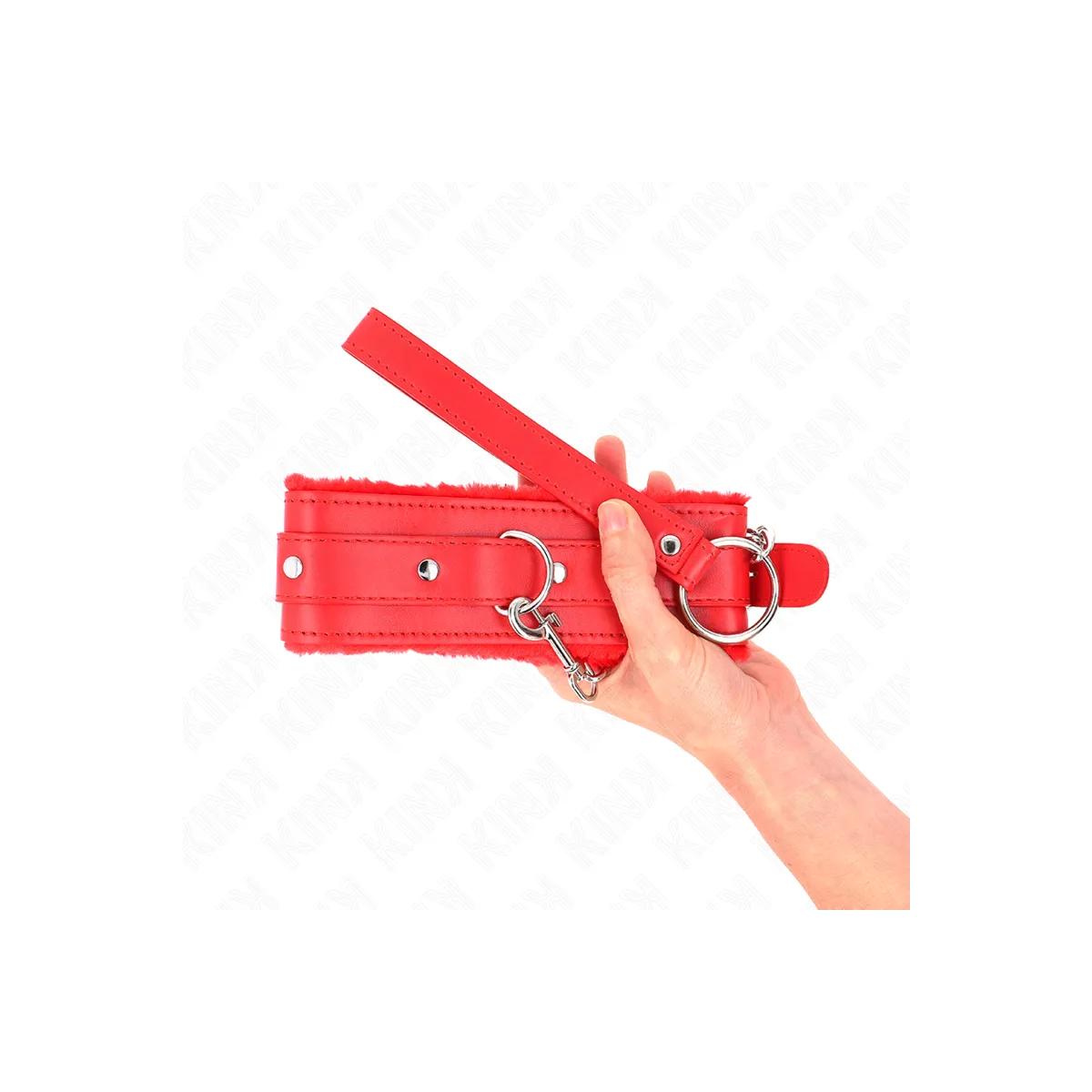 Halsband mit Leine 65 cm mit Einschränkungen Rot 36-42 cm X 5,5 cm von Kink Collar & Gag | Fesselliebe.de