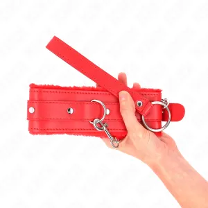 Halsband mit Leine 65 cm mit Einschränkungen Rot 36-42 cm X 5,5 cm von Kink Collar & Gag