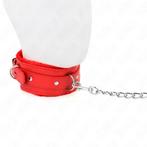 Halsband mit Leine 65 cm mit Einschränkungen Rot 36-42 cm X 5,5 cm von Kink Collar & Gag
