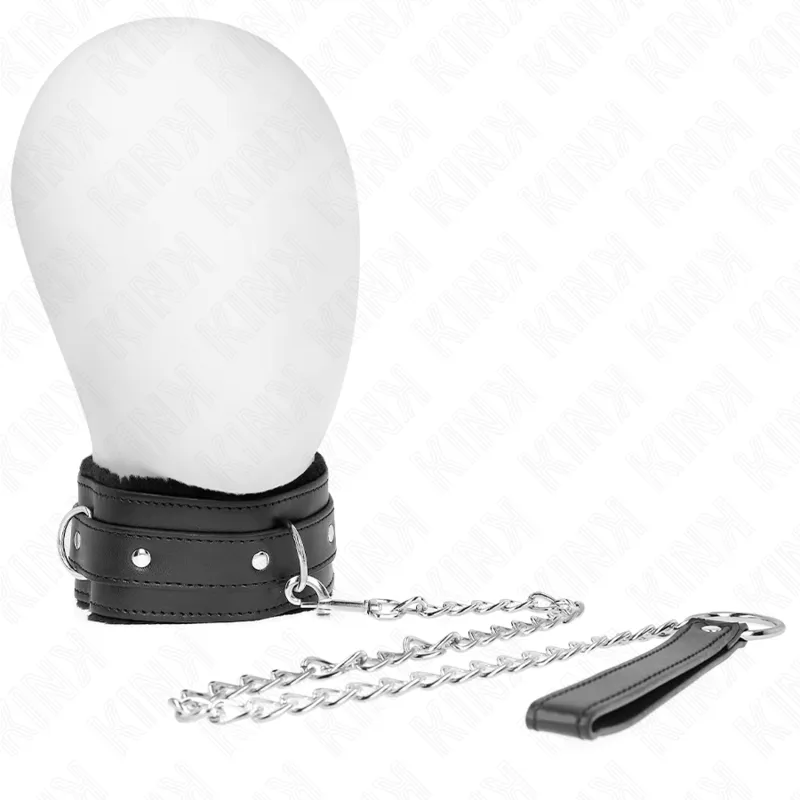 Halsband mit Leine 65 cm mit Einschränkungen Schwarz 36-42 cm X 5,5 cm von Kink Collar & Gag | Fesselliebe.de