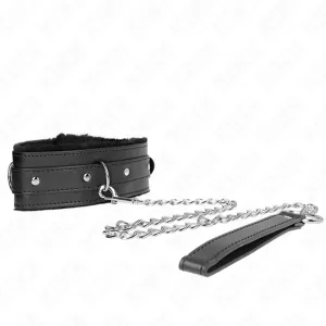 Halsband mit Leine 65 cm mit Einschränkungen Schwarz 36-42 cm X 5,5 cm von Kink Collar & Gag