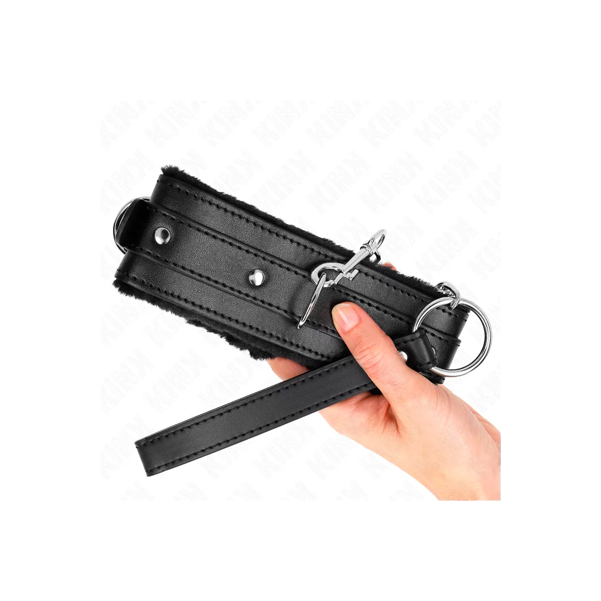 Halsband mit Leine 65 cm mit Einschränkungen Schwarz 36-42 cm X 5,5 cm von Kink Collar & Gag | Fesselliebe.de