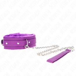 Halsband mit Leine 65 cm mit Einschränkungen Lila 36-42 cm X 5,5 cm von Kink Collar & Gag | Fesselliebe.de