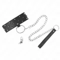 Halskette mit Leine 65 cm mit Silbernen Nieten Modell 5 Verstellbar 36-43 cm X 5 cm von Kink Collar & Gag