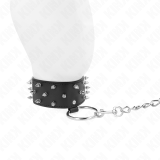 Halskette mit Leine 65 cm mit Silbernen Nieten Modell 5 Verstellbar 36-43 cm X 5 cm von Kink Collar & Gag | Fesselliebe.de