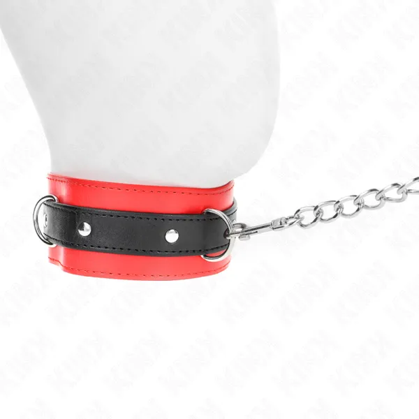 Halsband mit Gürtel 65 cm mit Riemen Rot 54 X 4,5 cm von Kink Collar & Gag | Fesselliebe.de