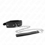 Halskette mit Leine 65 cm 1 Ring Verstellbar 38-49 cm X 5 cm von Kink Collar & Gag | Fesselliebe.de